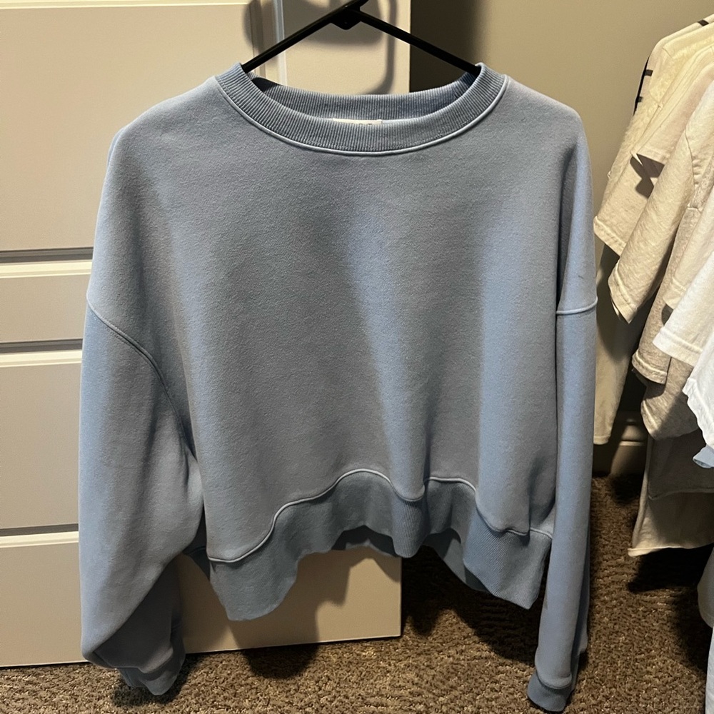 Blue cropped oversized crew
